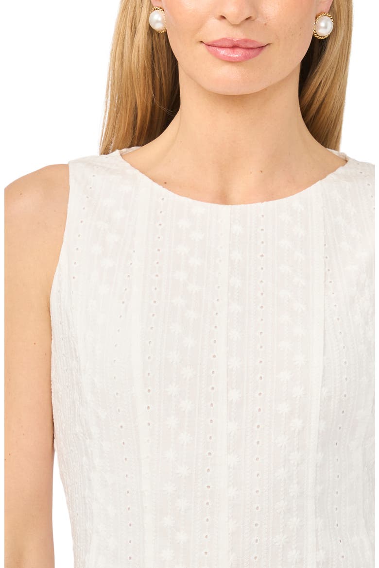 Fit and Flare Sleeveless Cotton Eyelet Dress, Alternate, color, WHITE