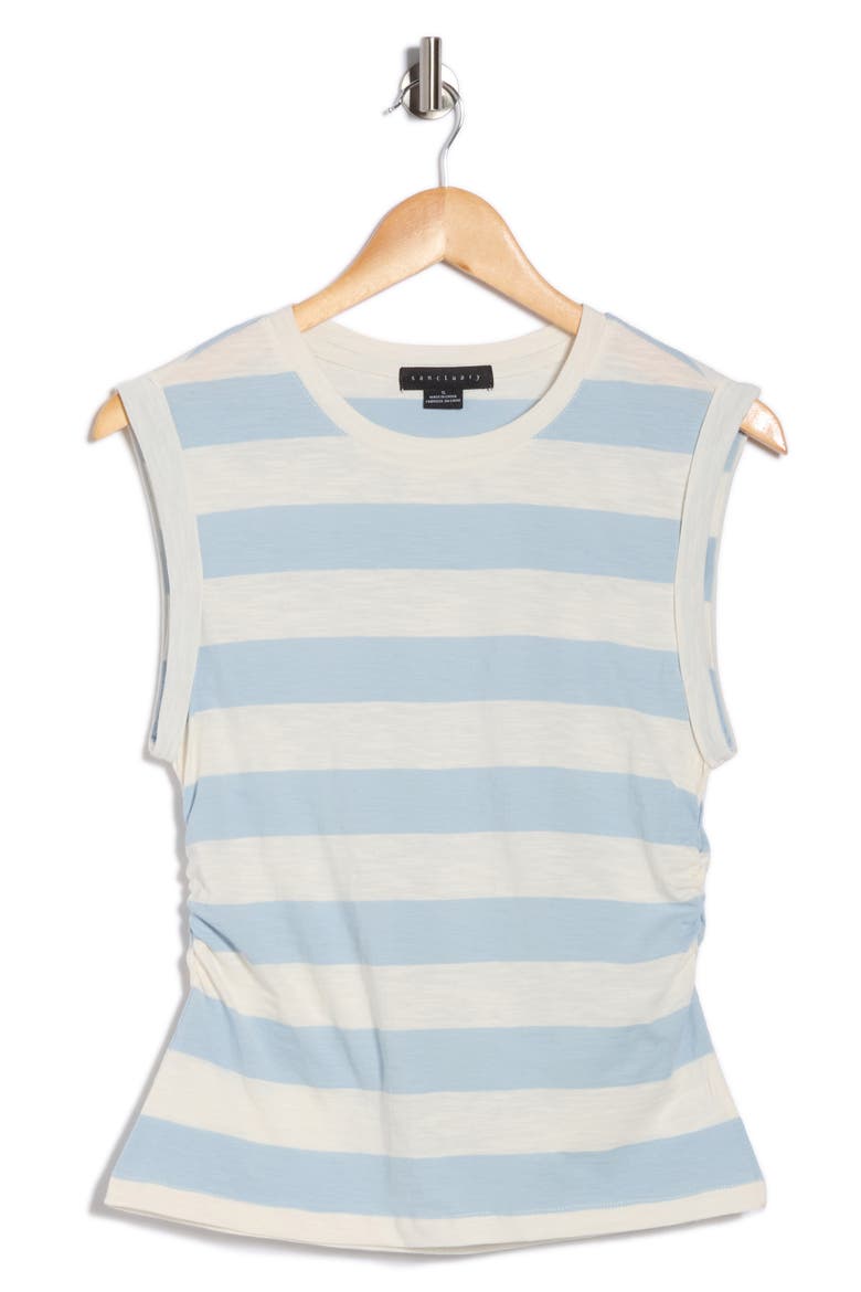 Ruched Side Muscle Tank, Alternate, color, CLOUD BLUE/ STRIP