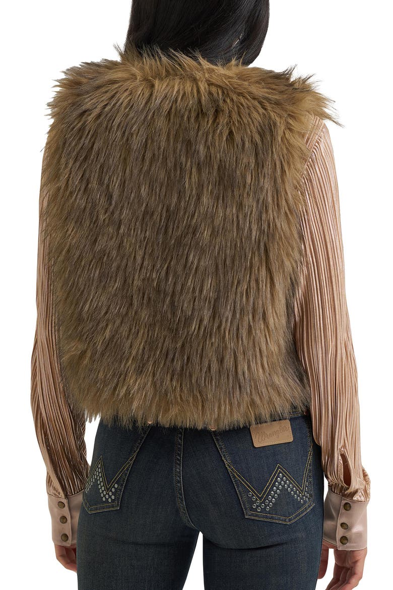 Faux Fur Vest, Alternate, color, BROWN