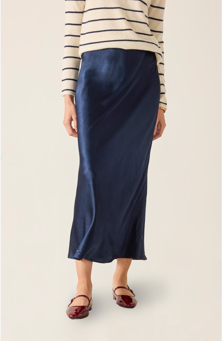 Voyageur by MERSEA Arles Satin Skirt, Main, color, Navy
