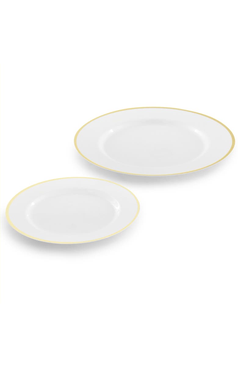 Elama 350 Piece Disposable Plastic Dinnerware Party Set for 50 Guests, Alternate, color, Gold