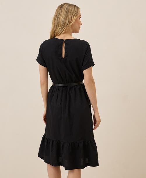 Pact Canopy Linen Notch Neck Dress Made With Organic Cotton In Black