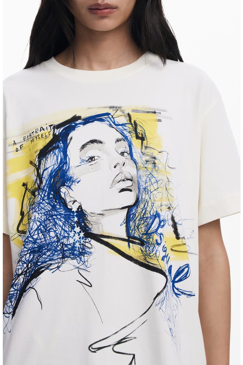 Doodle Face Cotton Graphic T-Shirt, Alternate, color, WHITE