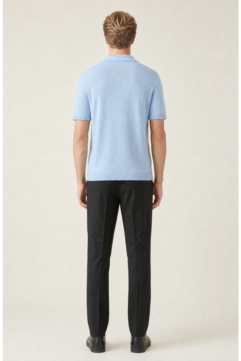 Open Collar Short Sleeve Knit Polo, Alternate, color, Light Blue