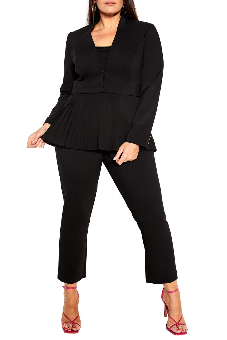 Holly Removable Pleated Hem Jacket, Alternate, color, BLACK