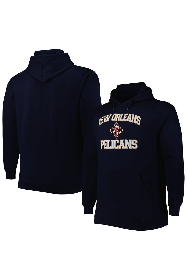 Men's Navy New Orleans Pelicans Big & Tall Heart & Soul Pullover Hoodie, Main, color, Navy