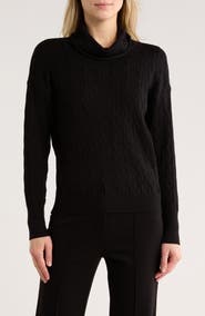 ELIE ELIE TAHARI Cable Stitch Turtleneck Sweater
