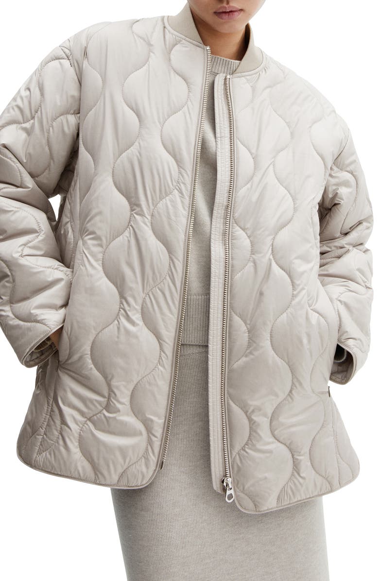 MANGO Water Repellent Quilted Coat, Main, color,