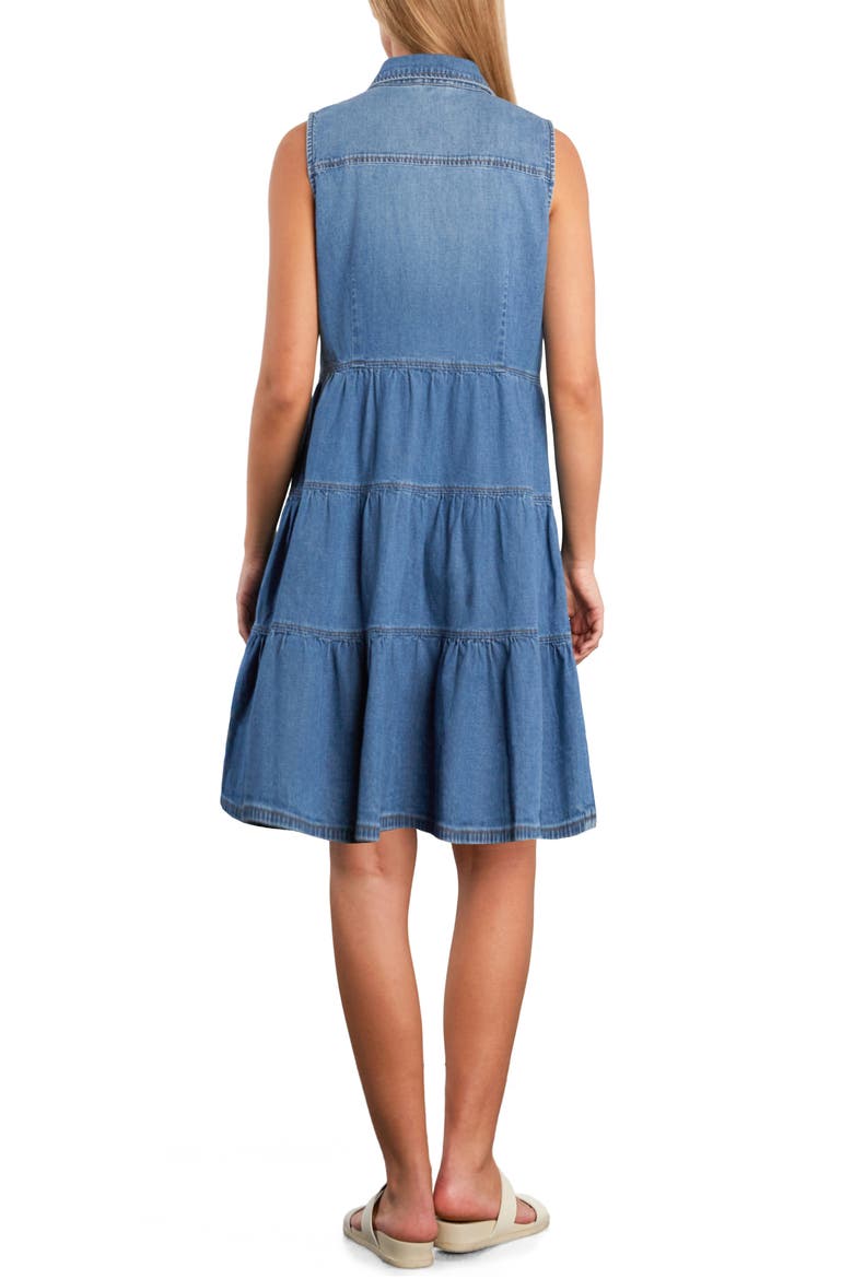 Belle Sleeveless Tiered Denim Dress, Alternate, color, LA BLUE