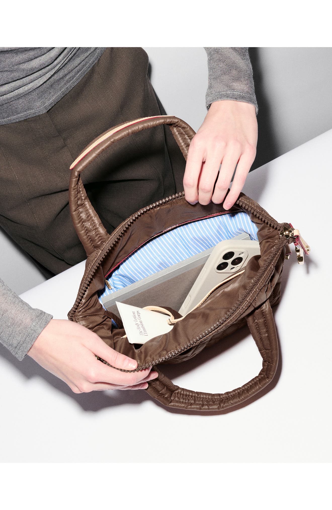 Small Sutton Deluxe II Quilted Nylon Crossbody Bag, Alternate, color, WALNUT