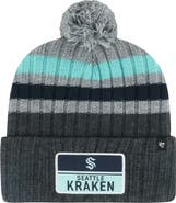 '47 Men's '47 Gray Seattle Kraken Stack Patch Cuffed Knit Hat with Pom