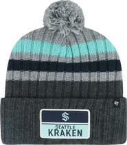 '47 Men's '47 Gray Seattle Kraken Stack Patch Cuffed Knit Hat with Pom