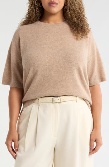 Nordstrom Short Sleeve Cashmere Sweater In Green