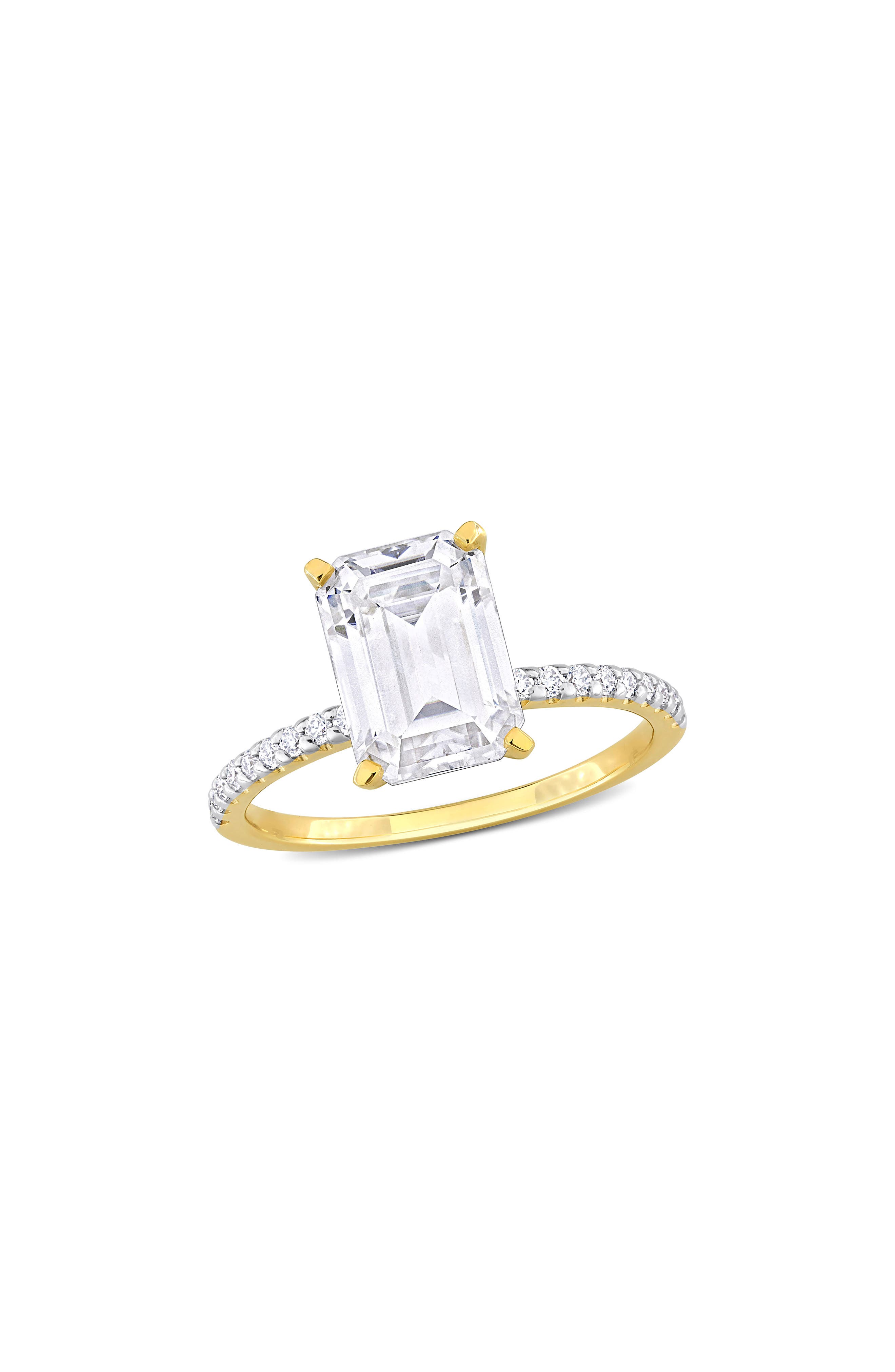 DELMAR 10K Gold Created Moissanite Engagement Ring