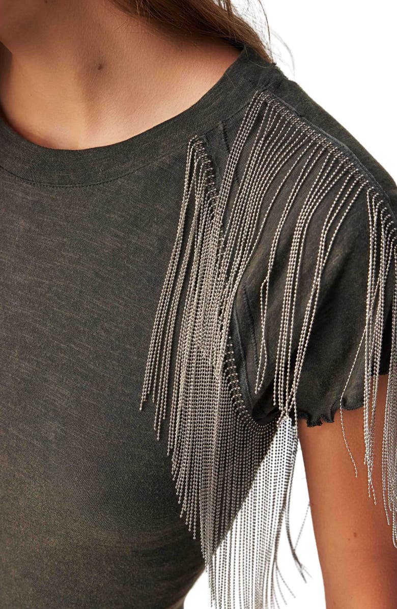 Free People Bang Bang Beaded Fringe T-Shirt, Alternate, color,