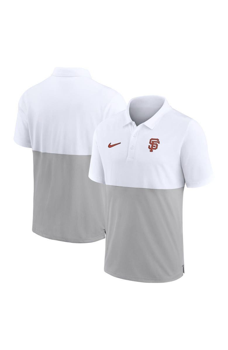 Nike Men's Nike White/Silver San Francisco Giants Team Baseline Striped Performance Polo, Main, color, 