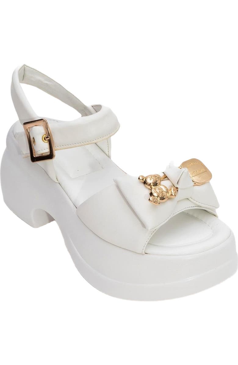 Prologue Shoes Merida Buckle Platform Sandal, Main, color, White Faux Leather