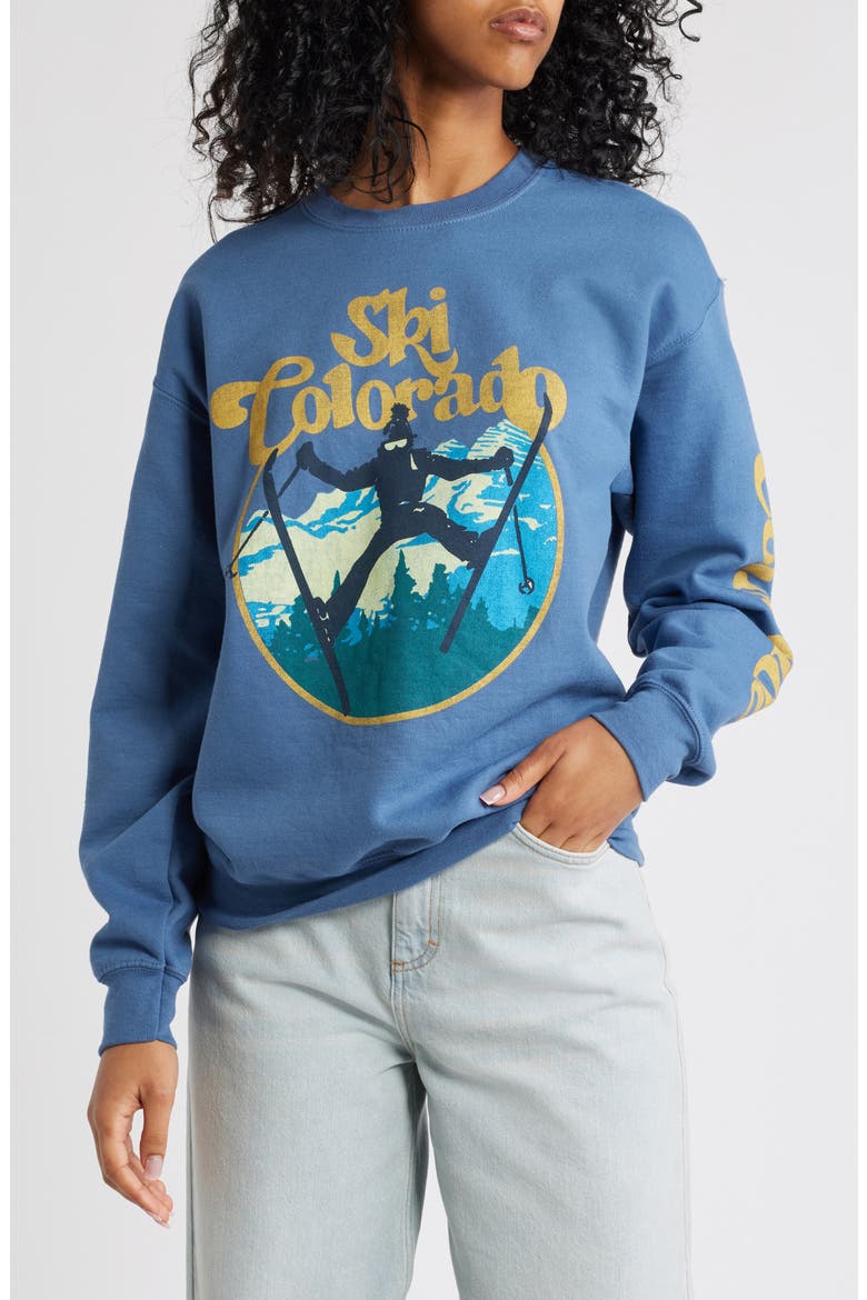 Ski Colorado Cotton Graphic Sweatshirt, Main, color, INDIGO BLUE