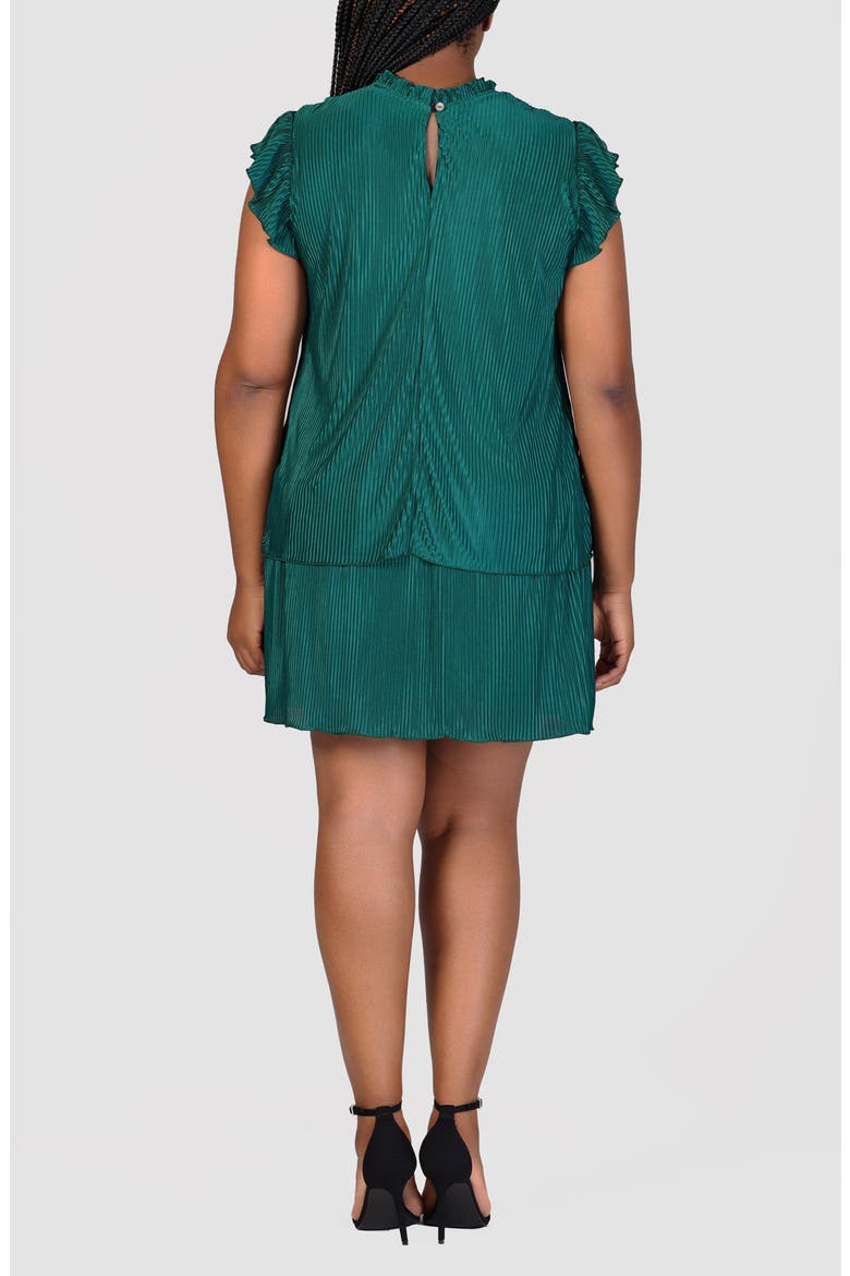 Micropleat Tiered Minidress, Alternate, color, HUNTER