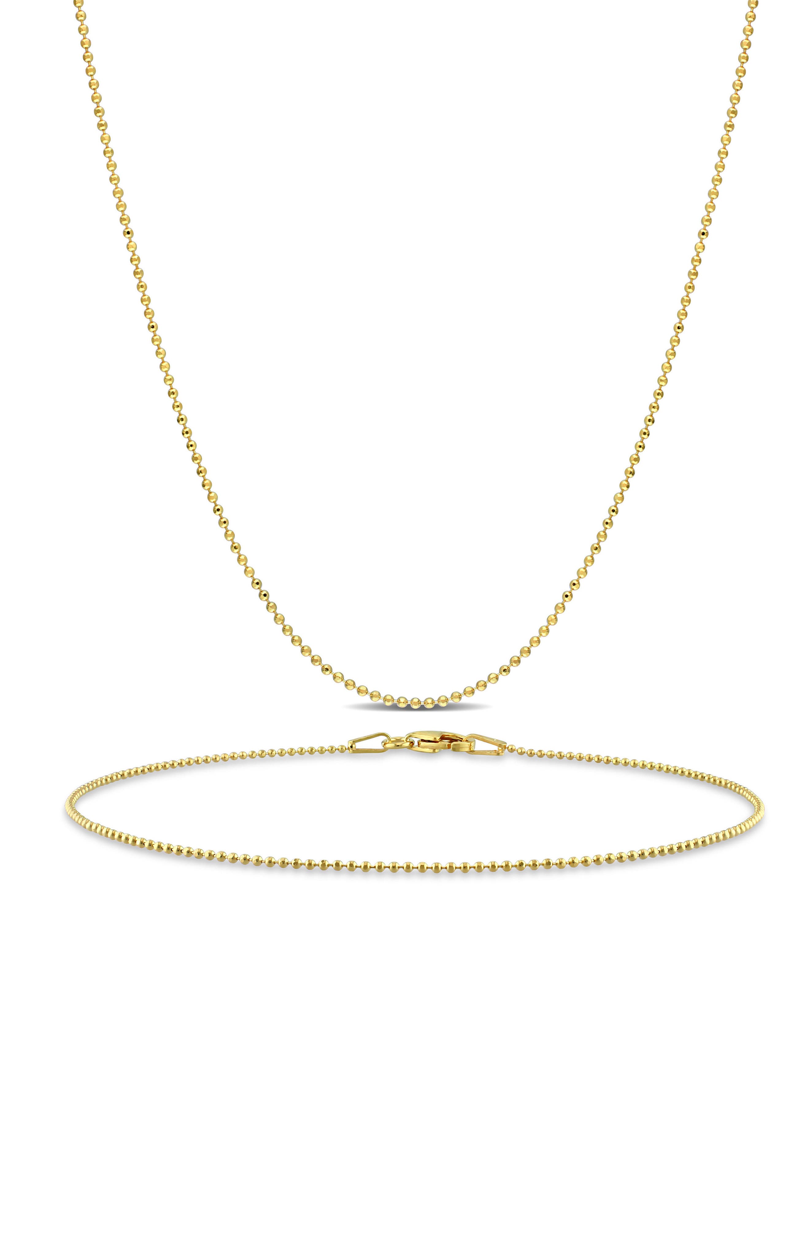 1mm Ball Chain Necklace & Bracelet Set