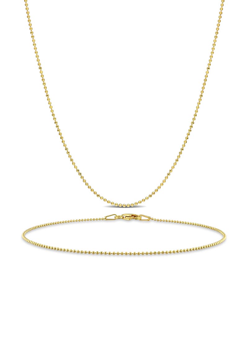 1mm Ball Chain Necklace & Bracelet Set, Main, color, YELLOW GOLD