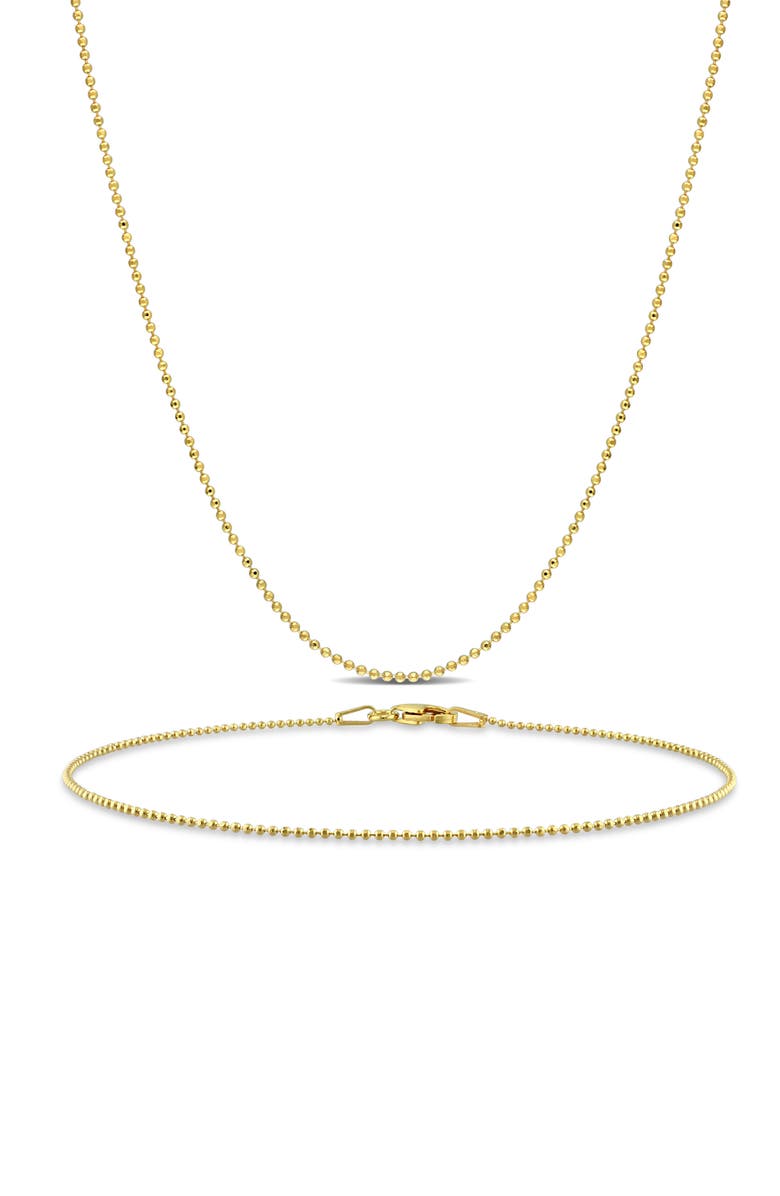 DELMAR 1mm Ball Chain Necklace & Bracelet Set, Main, color, 