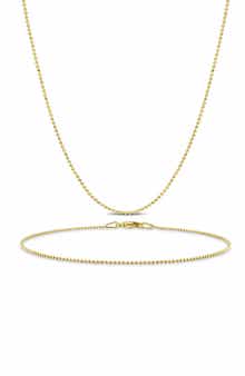 1mm Ball Chain Necklace & Bracelet Set