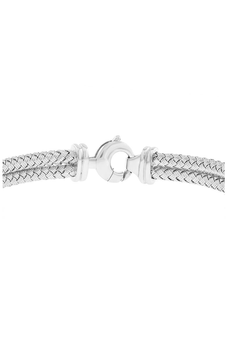 Sterling Silver Pavé Diamond Heart Woven Chain Bracelet, Alternate, color, SILVER