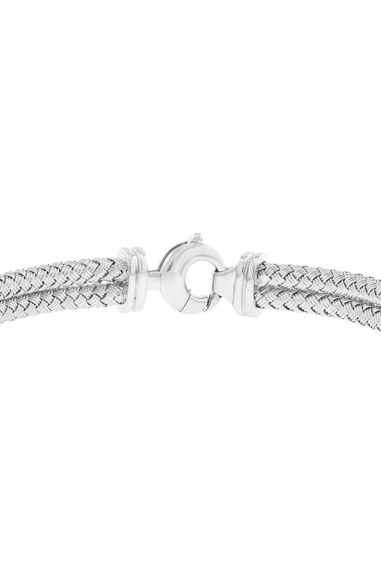EFFY Sterling Silver Pavé Diamond Heart Woven Chain Bracelet, Alternate, color,