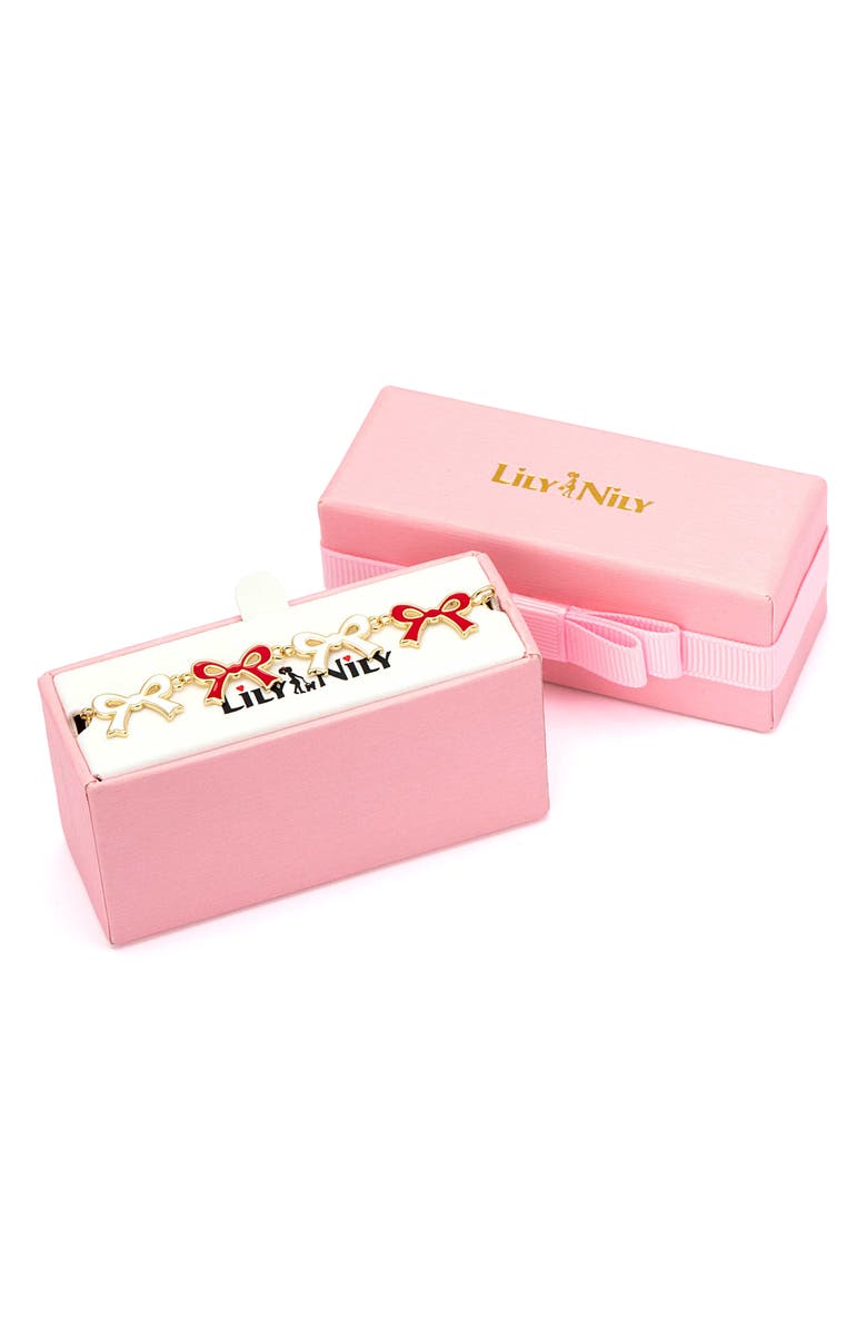 Lily Nily Kids' Flat Bow Bracelet, Alternate, color, Red/ White