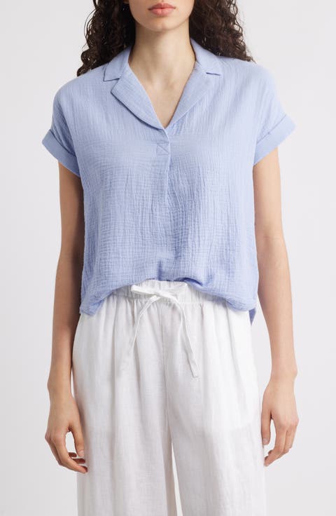 London Cotton Gauze Popover Top