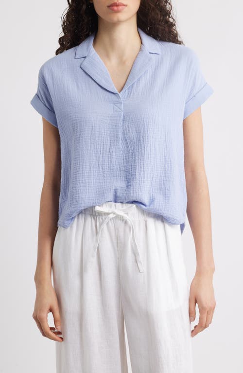 Beachlunchlounge London Cotton Gauze Popover Top In Light Denim