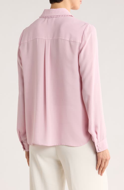 Gemma + Jane Lace Trim Button-up Shirt In Pink