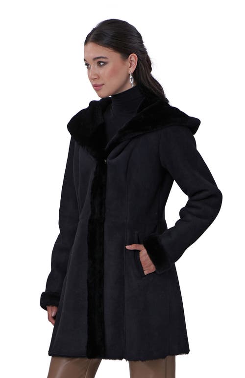 Gorski Shearling Lamb Hooded Stroller In Black