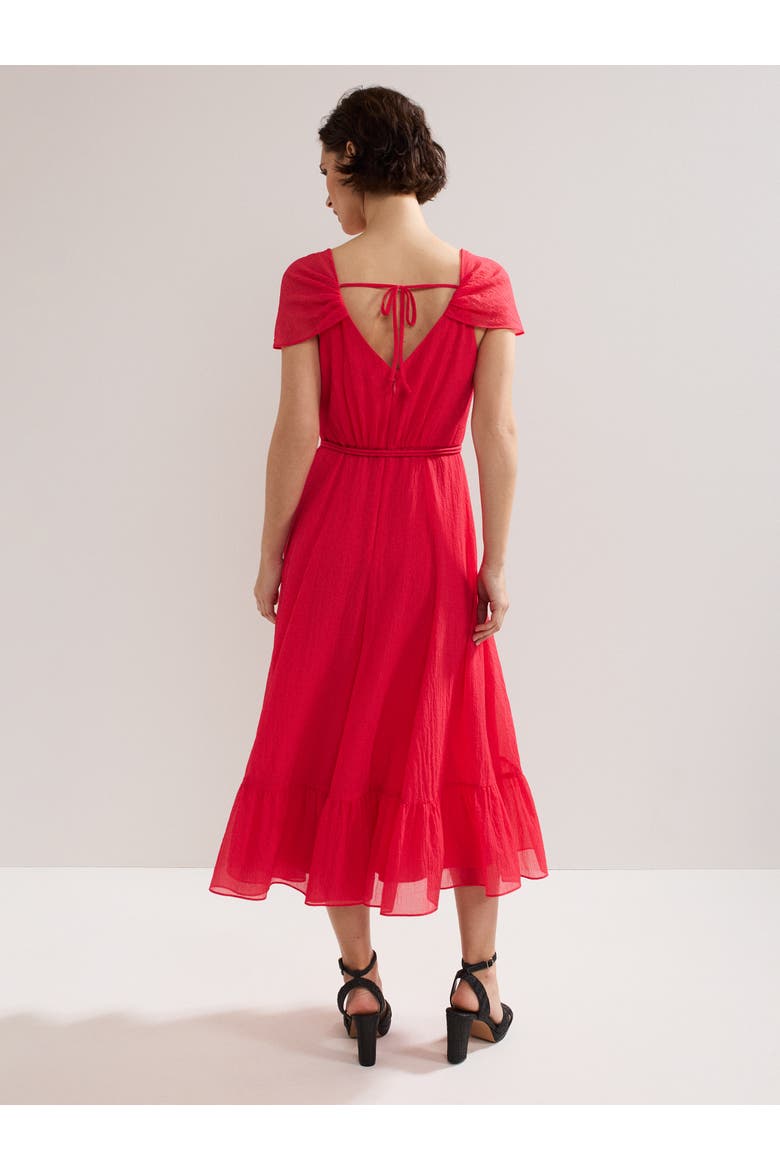 Jen Gathered V-Neck Midi Dress, Alternate, color, Pink