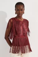 Karen Millen Draped Fringe Knitted Top