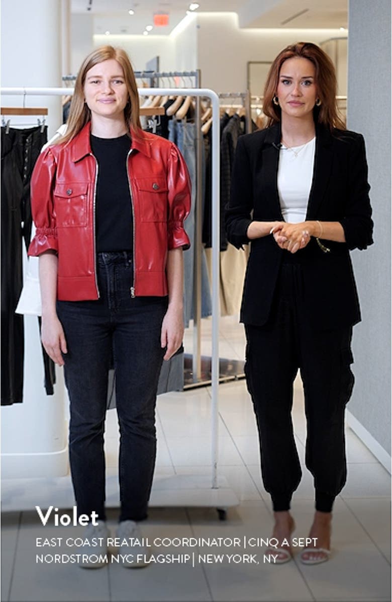 Holly Ruffle Faux Leather Jacket, sales video thumbnail