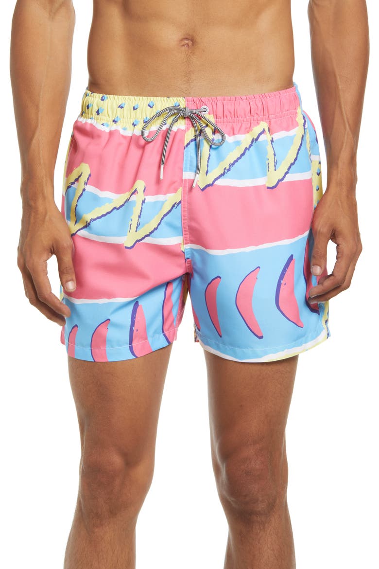 Print Swim Trunks, Main, color, PINK