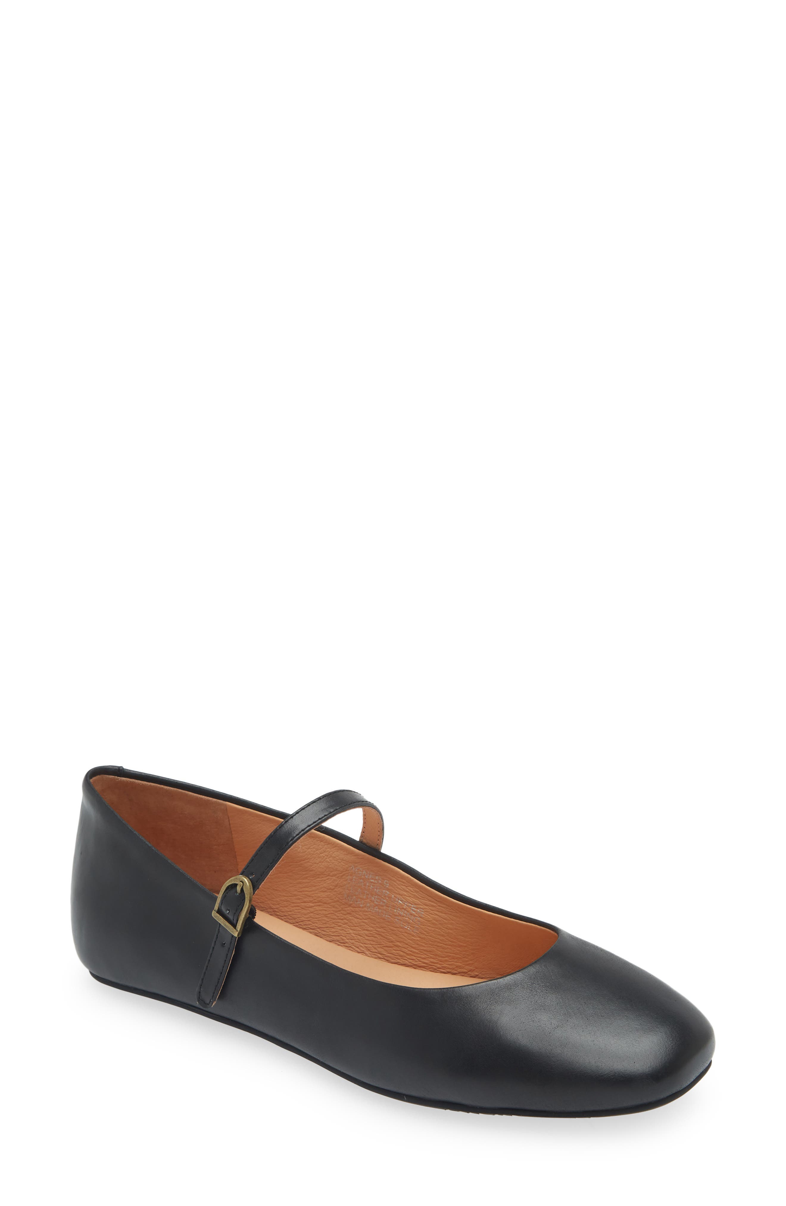 Chocolat Blu Agnes Mary Jane Flat, Main, color, Black Leather