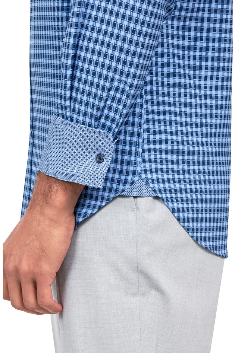 Regular Fit Mosaic Gingham Stretch Performance Dress Shirt, Alternate, color, NAVY