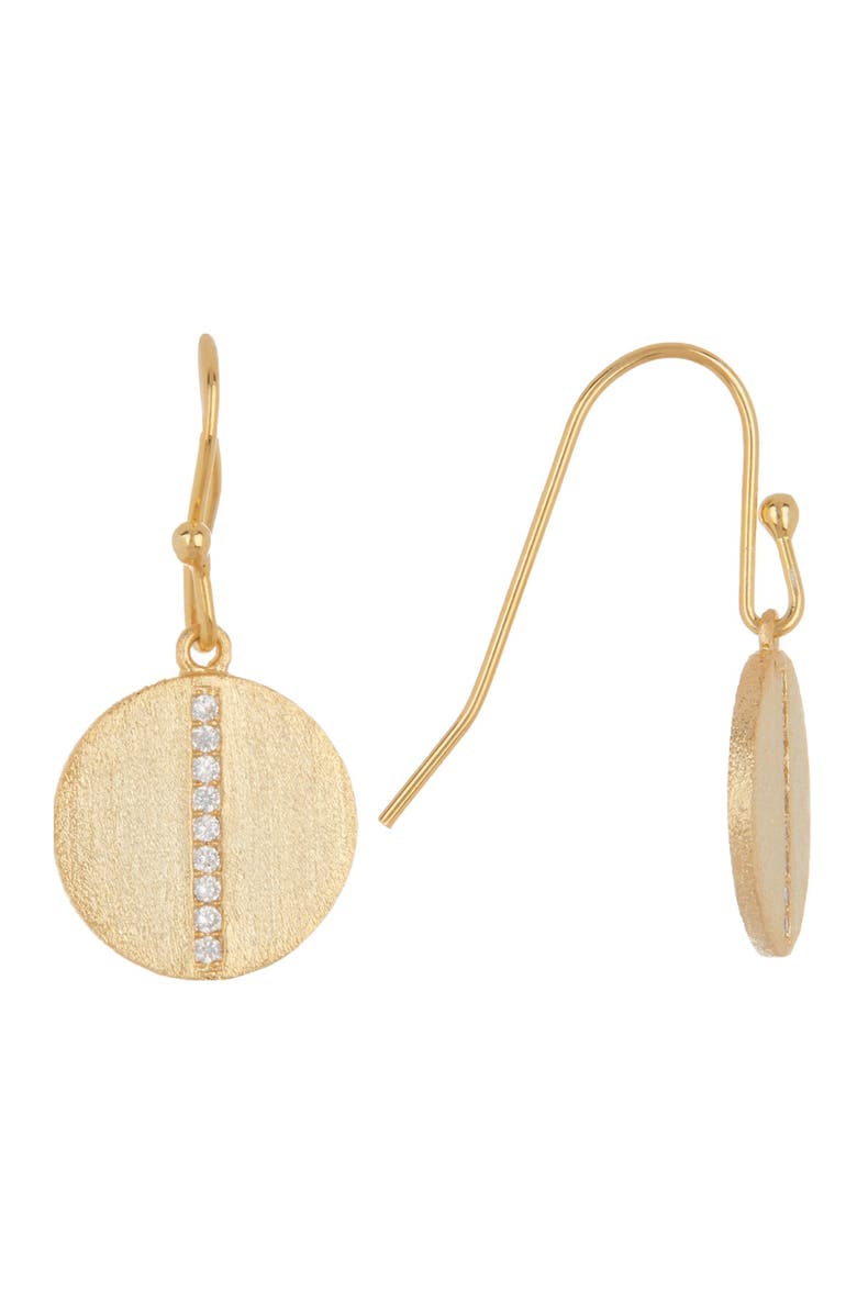 RIVKA FRIEDMAN 18K Gold Clad CZ Accent Disc  Drop Earrings, Main, color, 