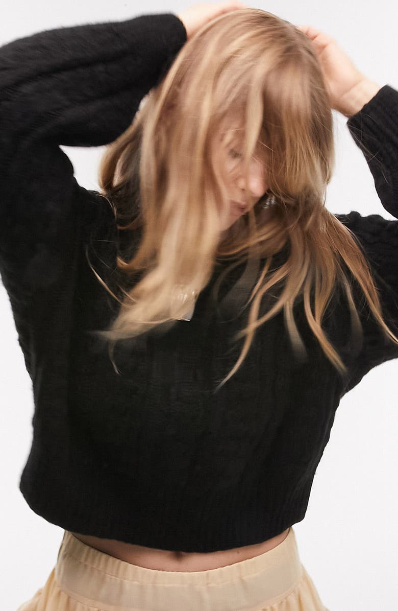 Topshop Cable Knit Sweater, Alternate, color,