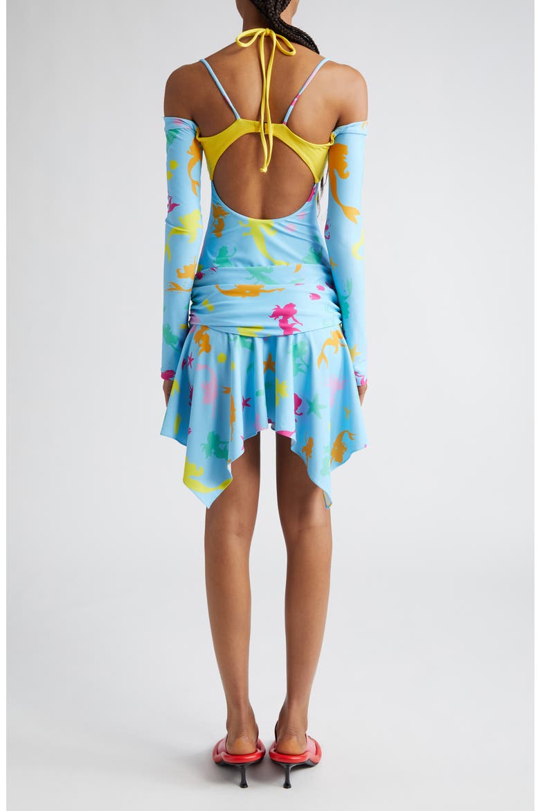 x Disney 'The Little Mermaid' Ariel Print Bikini Cutout Long Sleeve Minidress (Nordstrom Exclusive), Alternate, color, BLUE