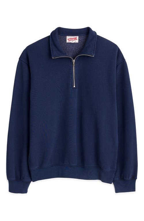 Madewell Relaxed Fit Cotton Blend Quarter Zip Pullover In Blue