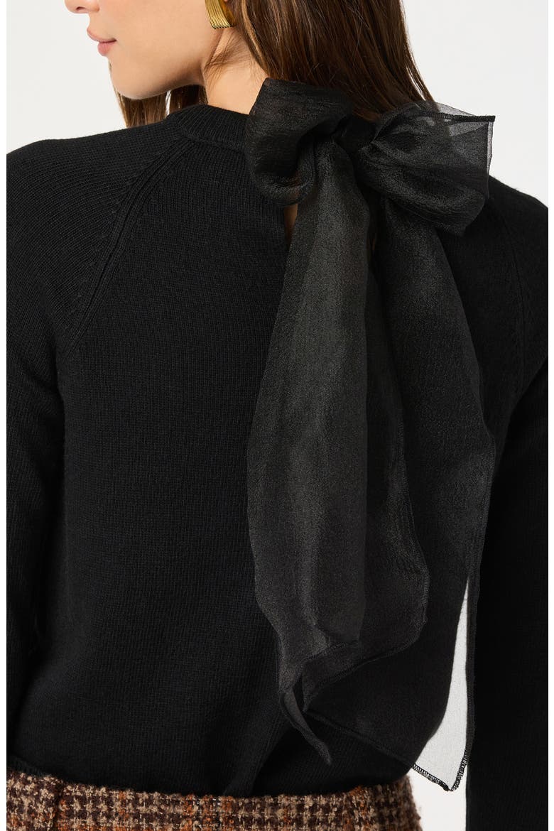 Organza Bow Sweater, Alternate, color, BLACK
