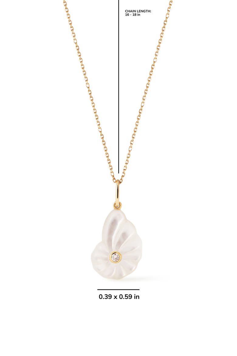 Solid Yellow Gold - Mother of Pearl Shell Necklace, Alternate, color, Gold
