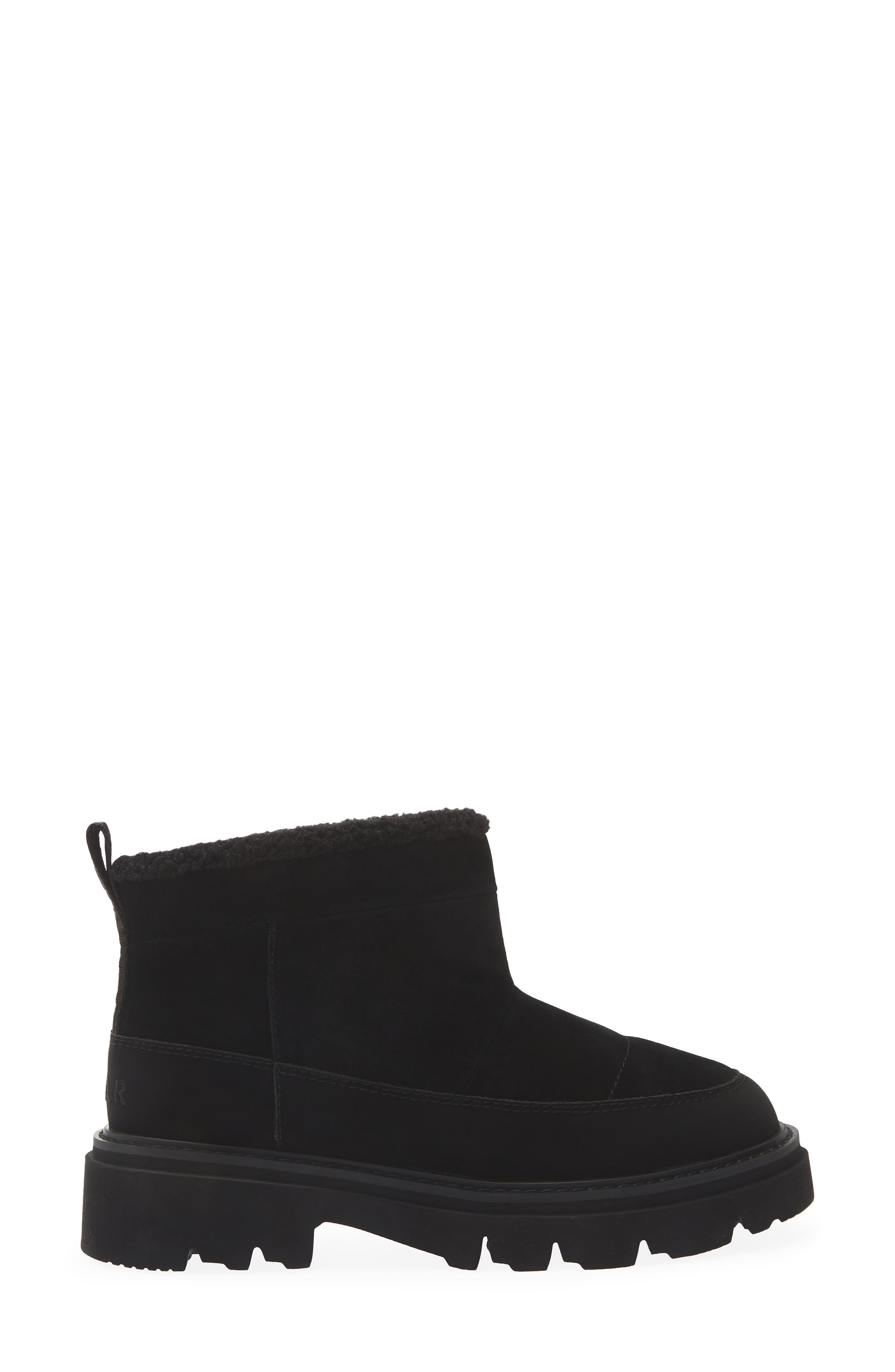 Aura Mini Leather Bootie, Alternate, color, BLACK