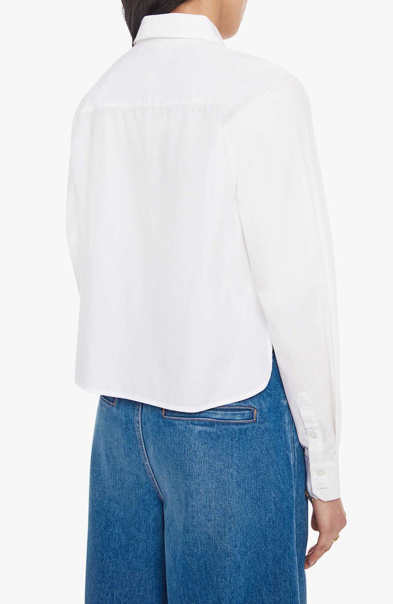 MOTHER The Honor Rhinestone Detail Cotton Button-Up Shirt, Alternate, color, White