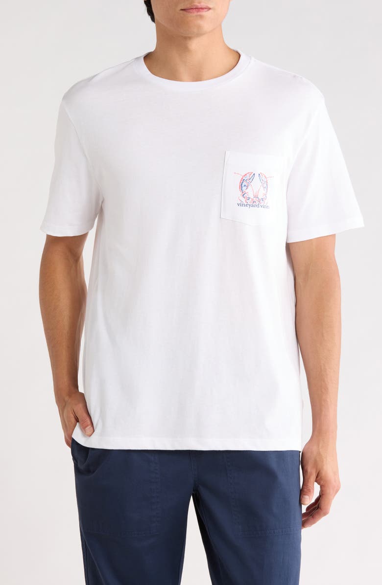 vineyard vines Tile Lobster Pocket Cotton Graphic T-Shirt, Main, color, White Cap
