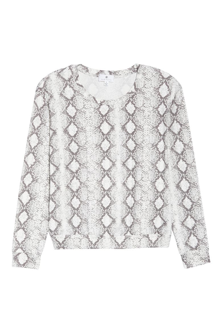 Python Print Pullover, Alternate, color, BLACK WHITE